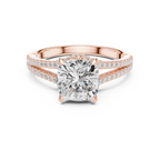 2.91 CT Cushion Cut Diamond Twisted Pavé Engagement Ring