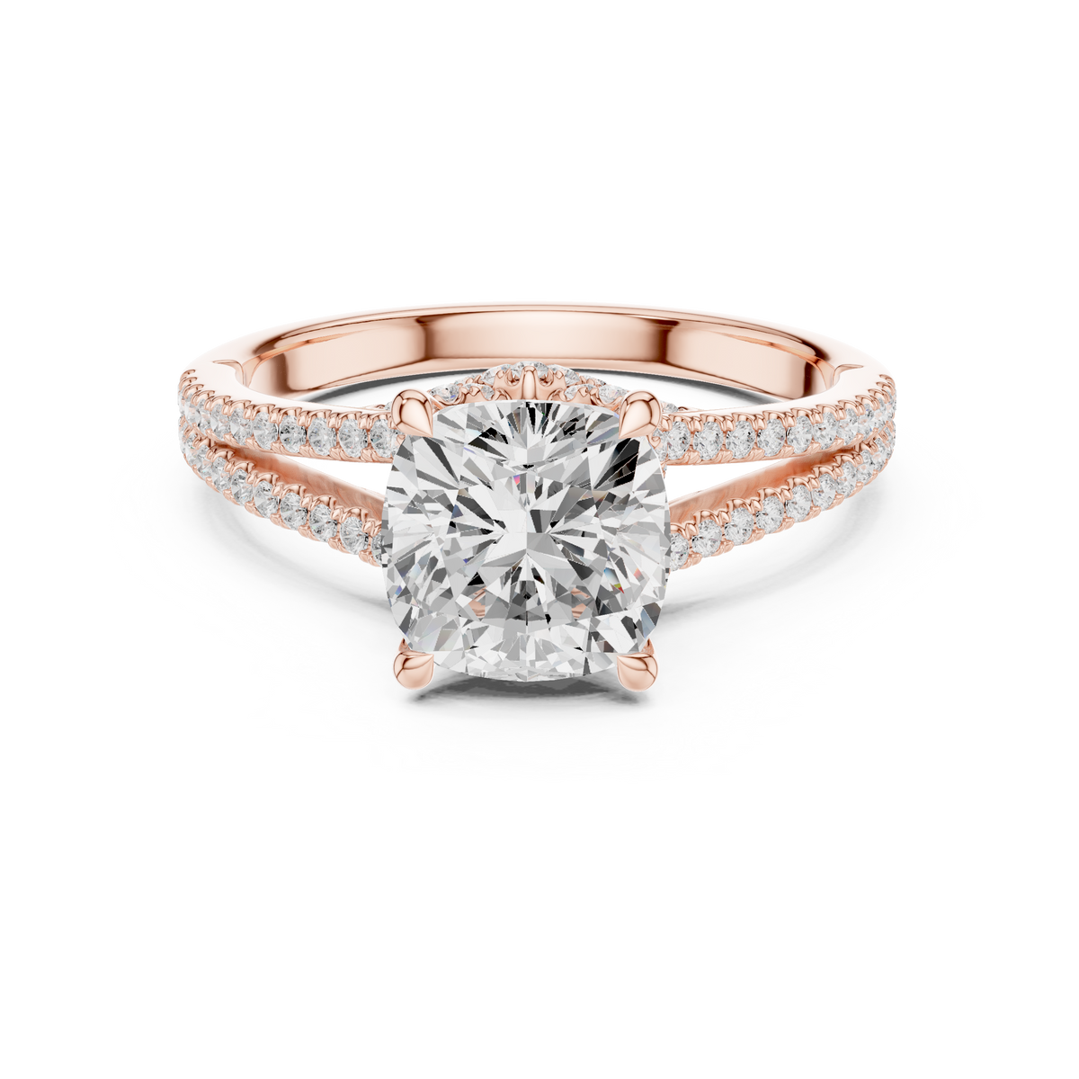 2.91 ct Cushion Cut Diamond Twisted Pavé Engagement Ring – view 5 of 12, lab grown diamond ring | Jewelix Atelier