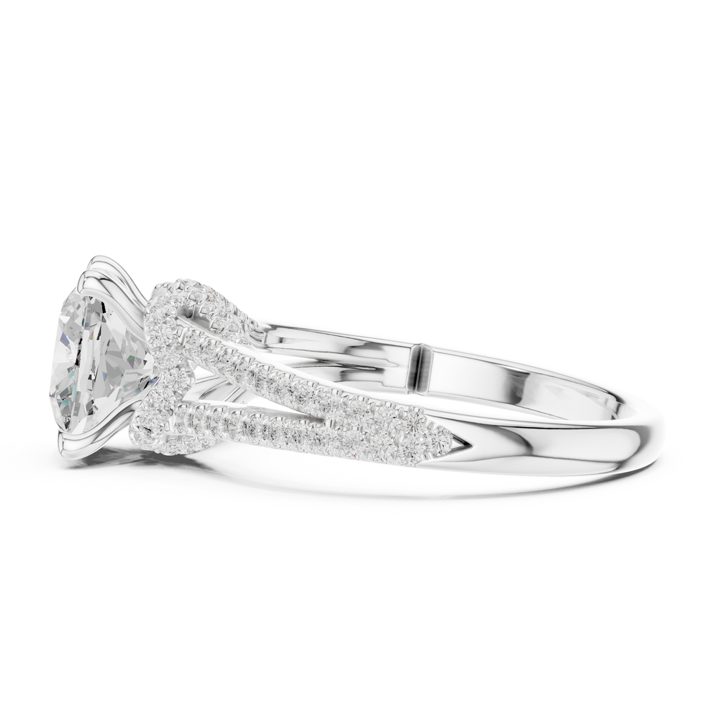 Cushion Cut Diamond Split Shank Engagement Ring