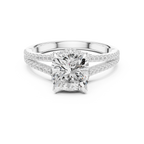 2.91 CT Cushion Cut Diamond Twisted Pavé Engagement Ring