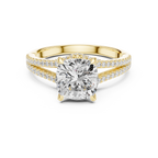 2.91 CT Cushion Cut Diamond Twisted Pavé Engagement Ring