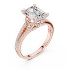 Emerald Cut Diamond Split Shank Pavé Engagement Ring