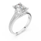 2.91 CT Emerald Cut Diamond Twisted Pavé Engagement Ring