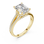 Emerald Cut Diamond Split Shank Pavé Engagement Ring