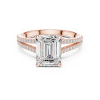 Emerald Cut Diamond Split Shank Pavé Engagement Ring