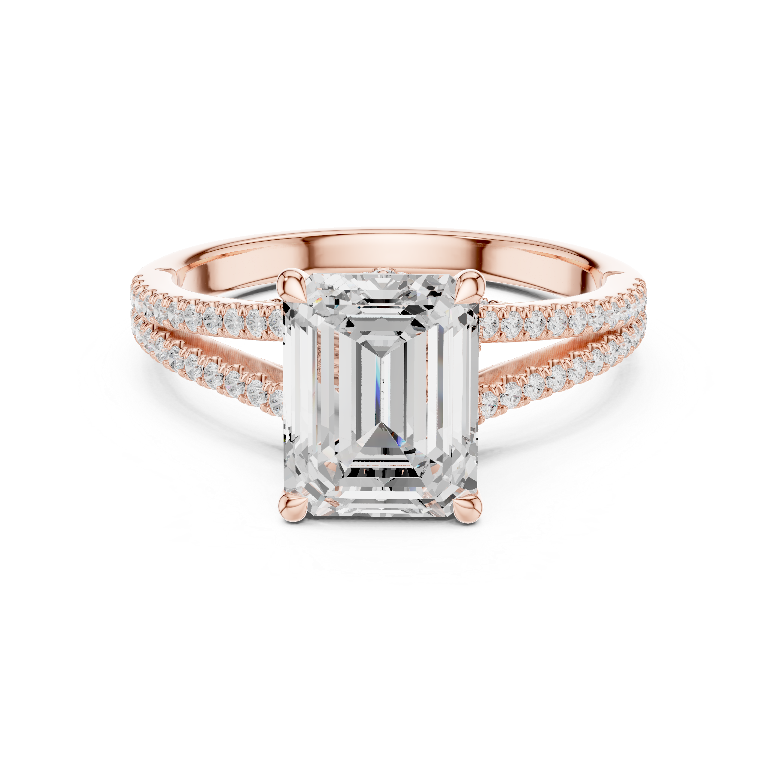 2.91 CT Emerald Cut Diamond Twisted Pavé Engagement Ring