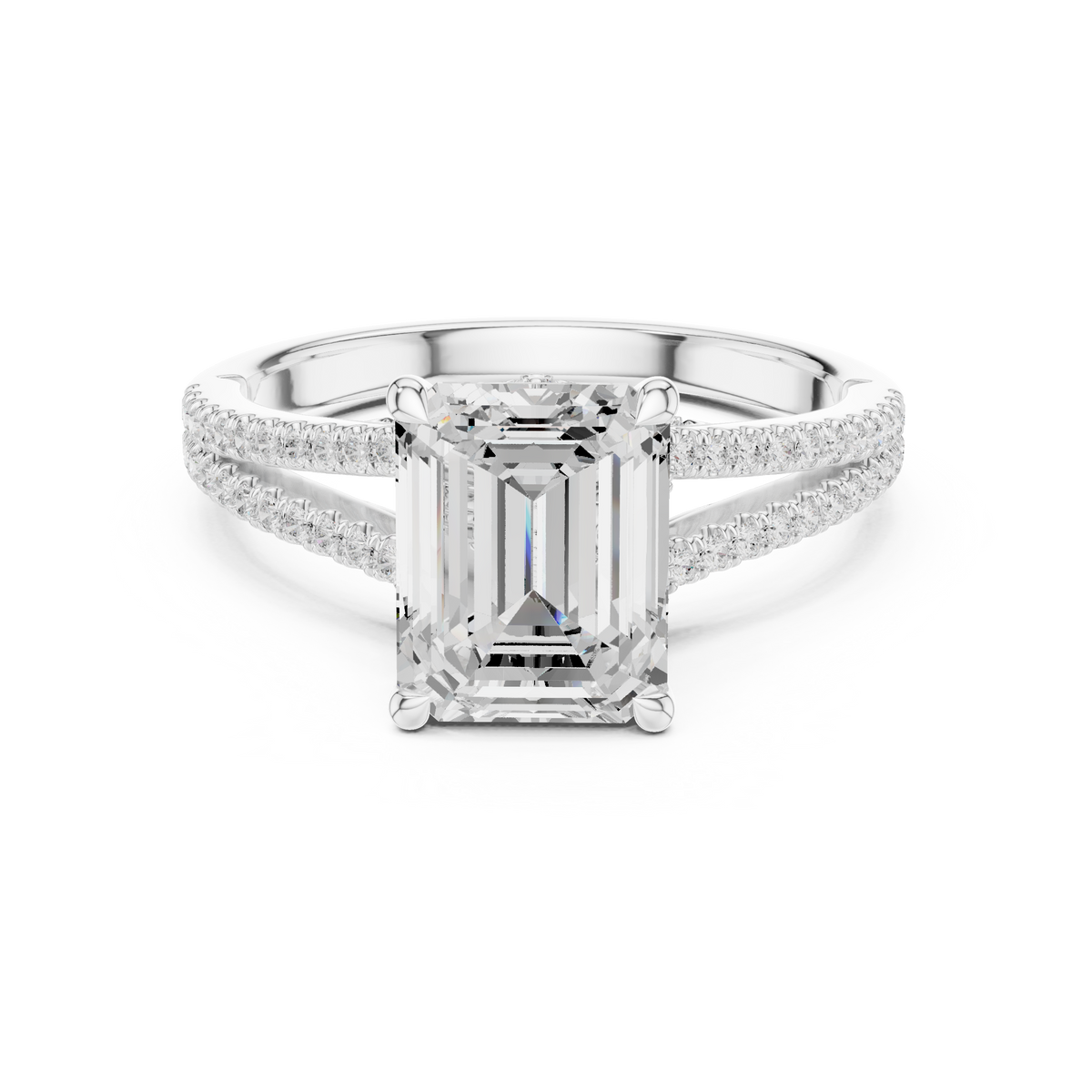 2.91 ct Emerald Cut Diamond Twisted Pavé Engagement Ring — Jewelix Atelier