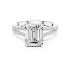 2.91 CT Emerald Cut Diamond Twisted Pavé Engagement Ring