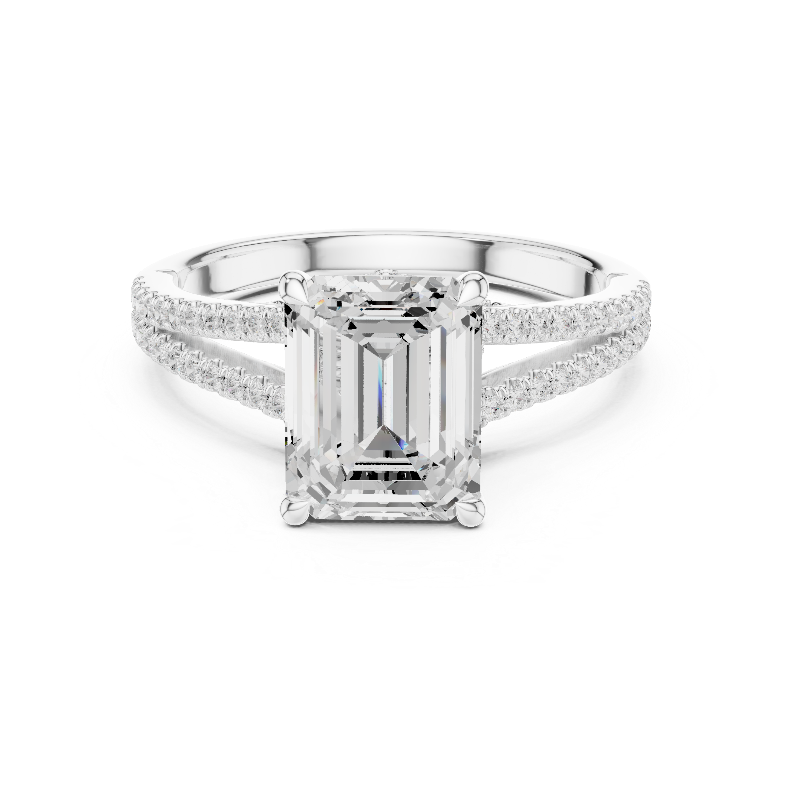 2.91 CT Emerald Cut Diamond Twisted Pavé Engagement Ring