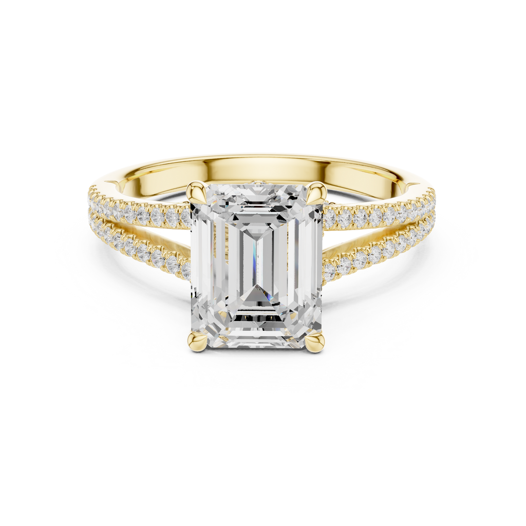 2.91 CT Emerald Cut Diamond Twisted Pavé Engagement Ring