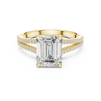 2.91 CT Emerald Cut Diamond Twisted Pavé Engagement Ring
