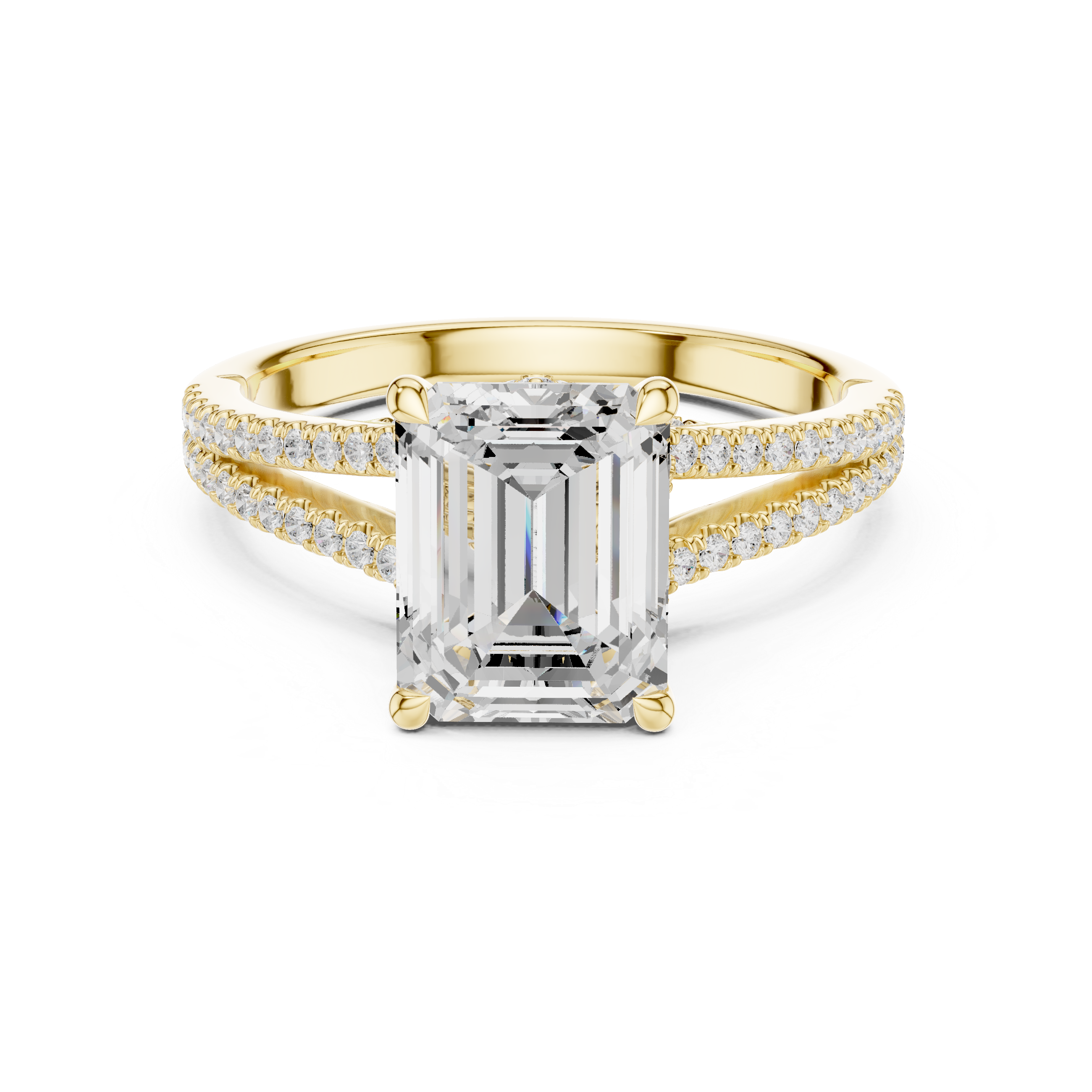 2.91 CT Emerald Cut Diamond Twisted Pavé Engagement Ring