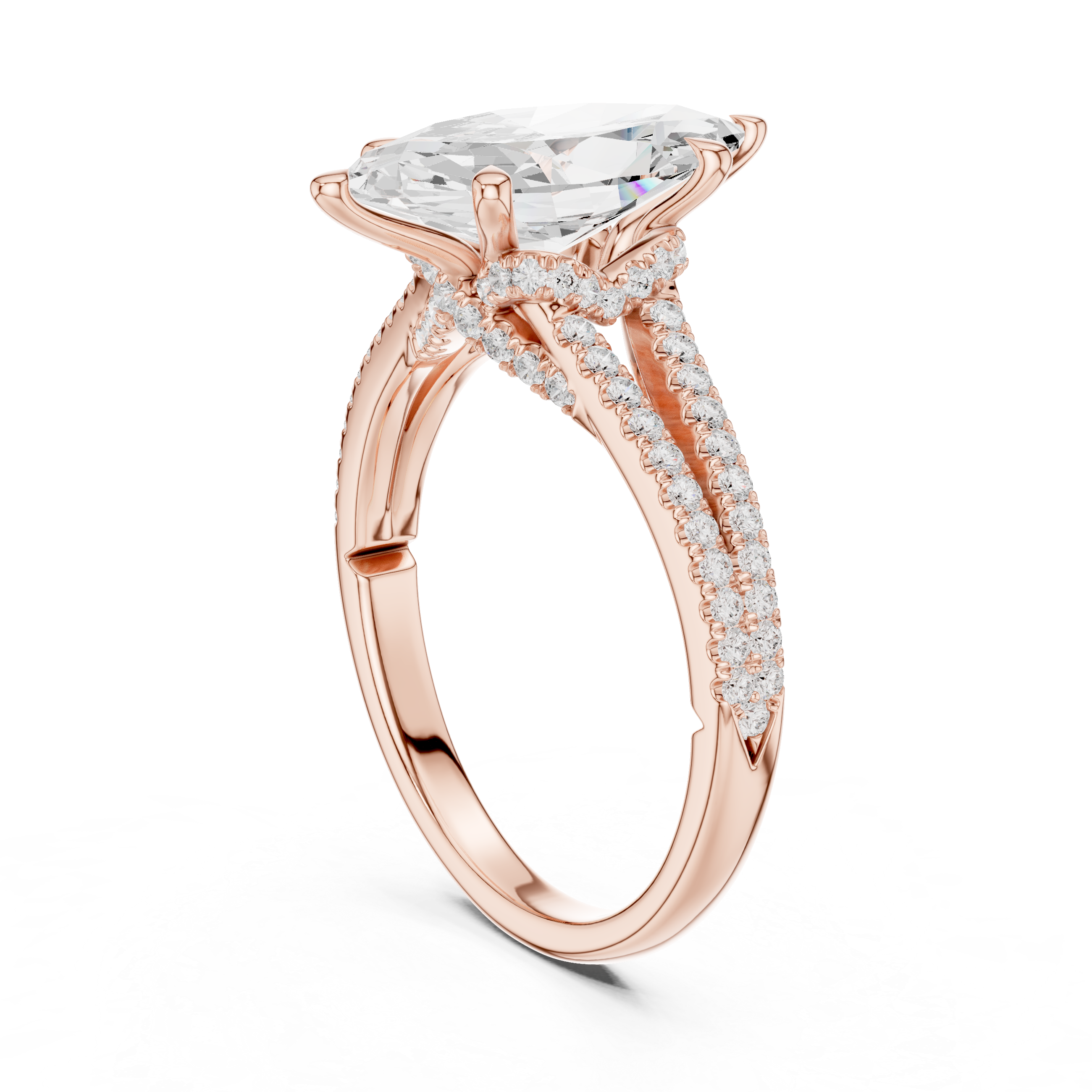 2.91 CT Marquise Cut Diamond Twisted Pavé Engagement Ring