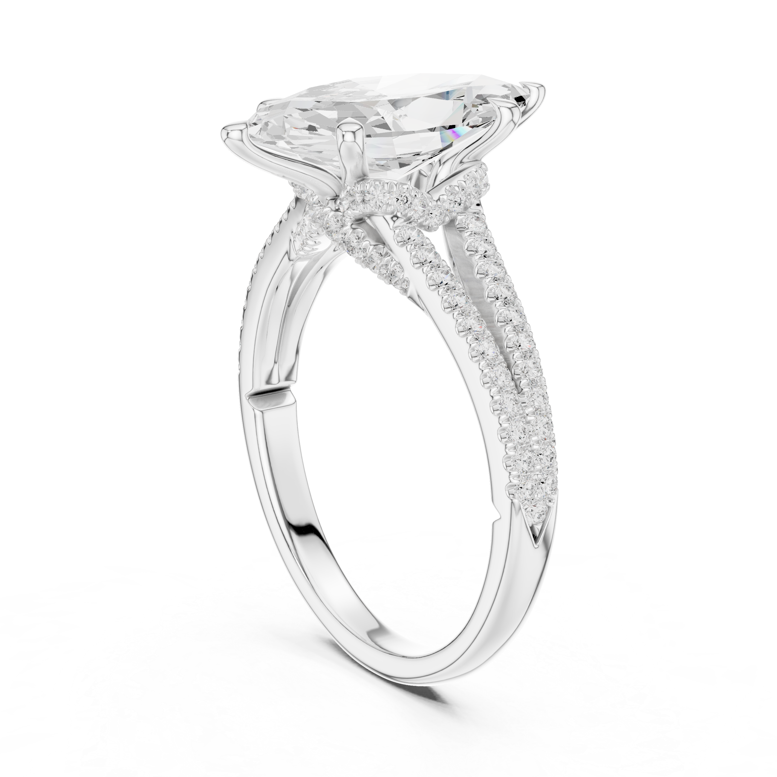 2.91 CT Marquise Cut Diamond Twisted Pavé Engagement Ring