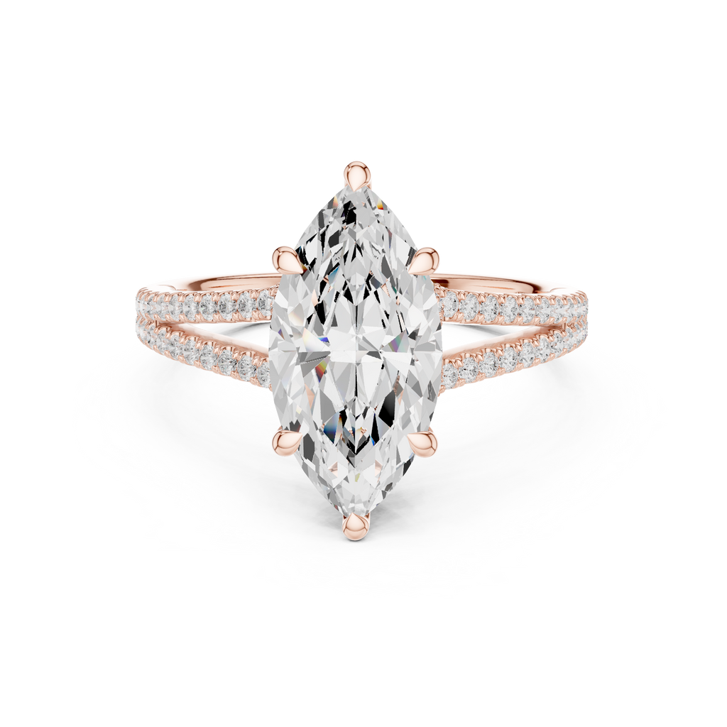 2.91 CT Marquise Cut Diamond Twisted Pavé Engagement Ring