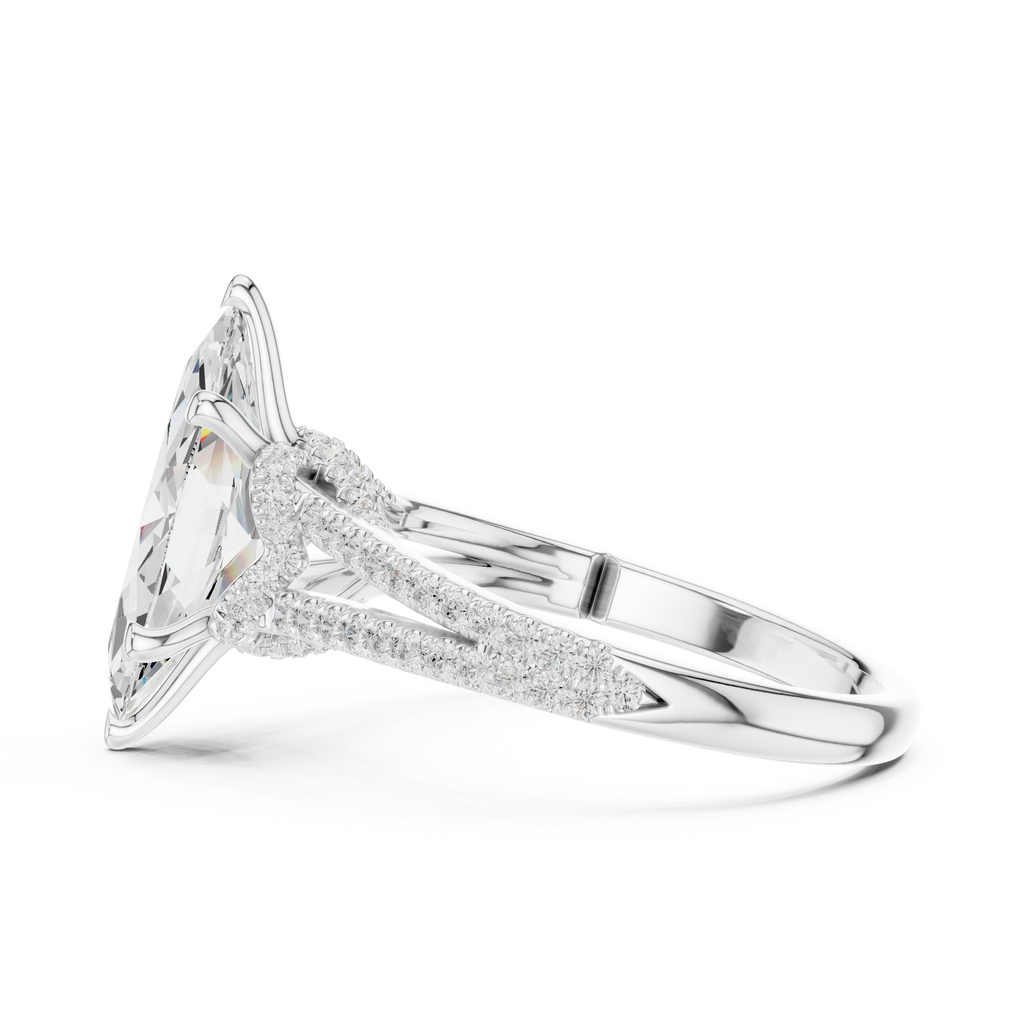Marquise Cut Diamond Split Shank Pavé Engagement Ring