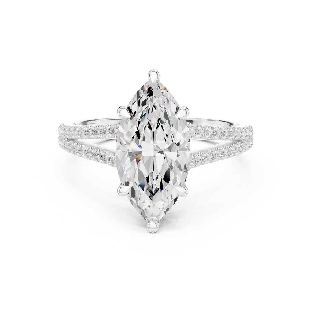 Marquise Cut Diamond Split Shank Pavé Engagement Ring