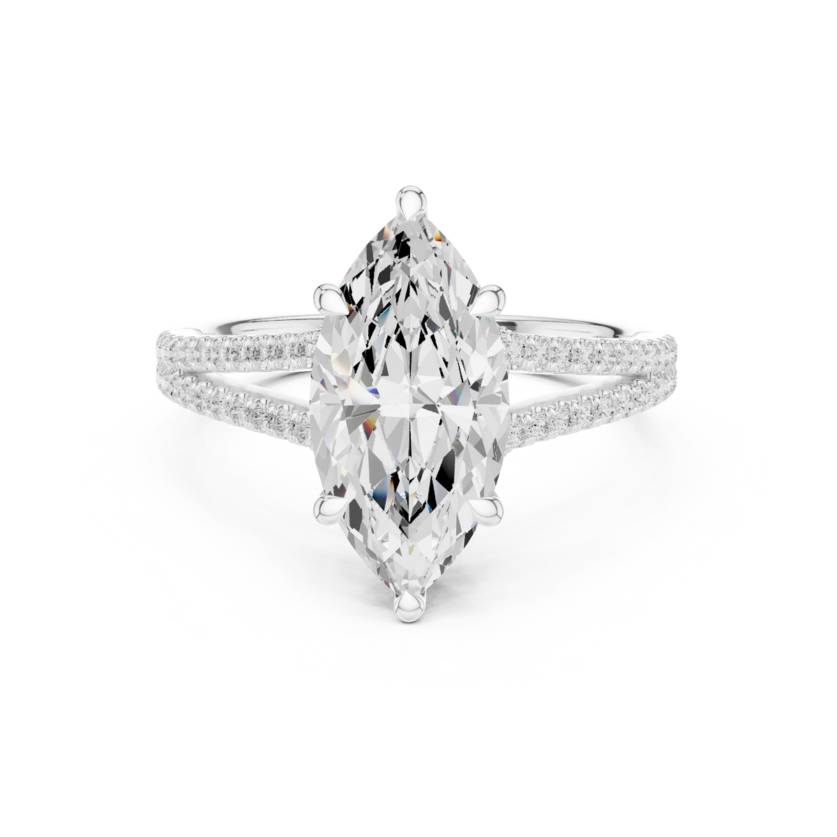2.91 ct Marquise Cut Diamond Twisted Pavé Engagement Ring — Jewelix Atelier