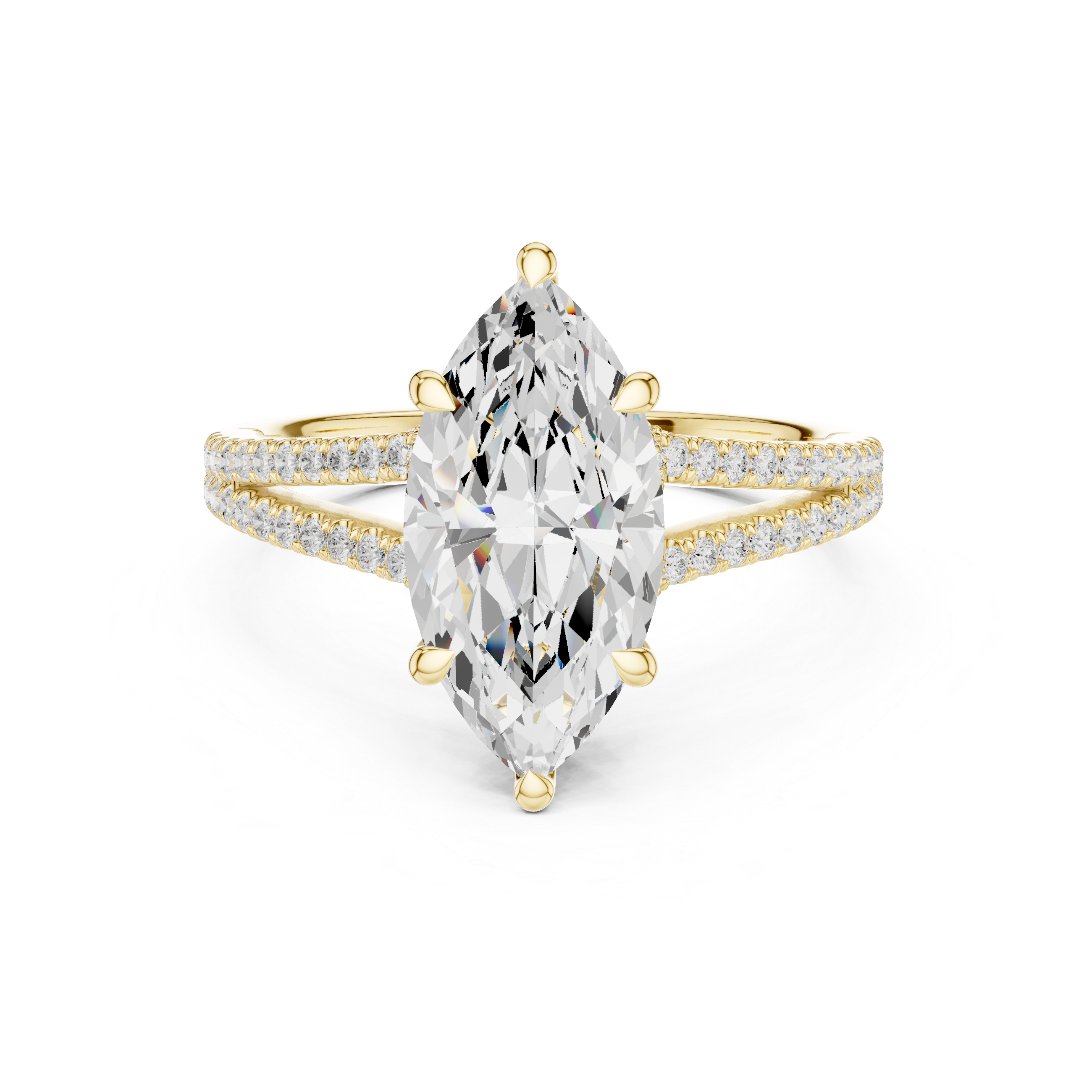 2.91 CT Marquise Cut Diamond Twisted Pavé Engagement Ring