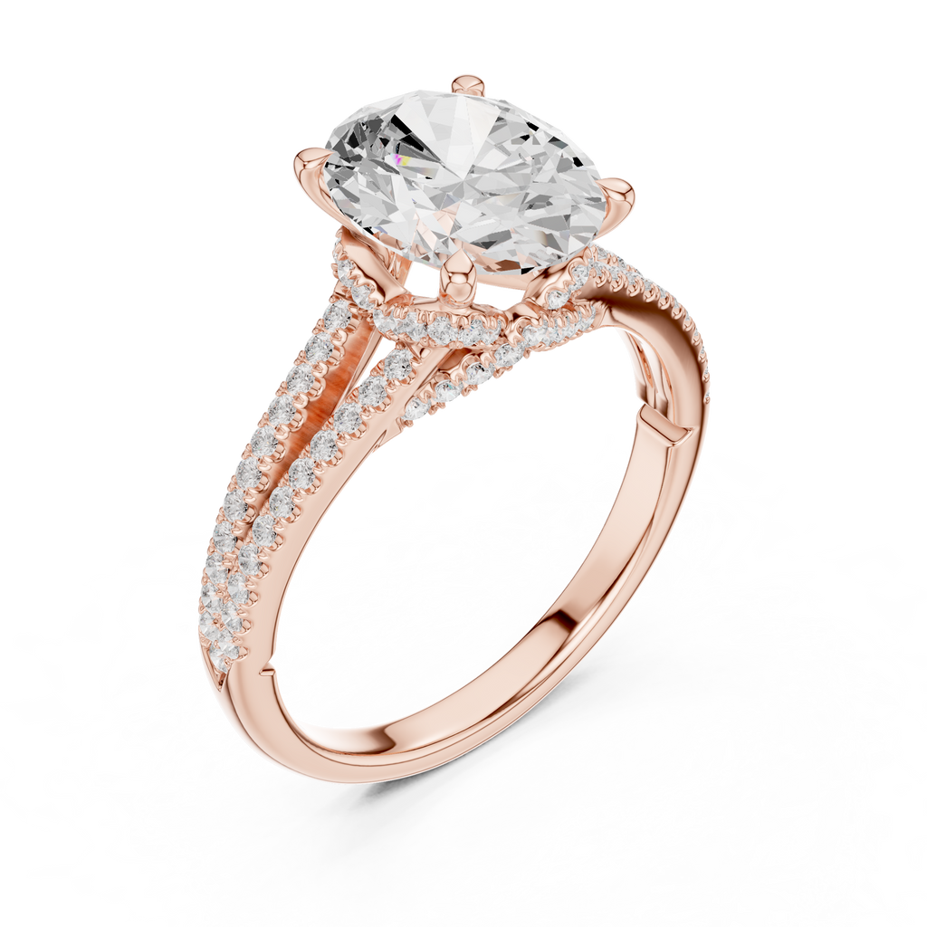Oval Cut Diamond Split Shank Pavé Engagement Ring