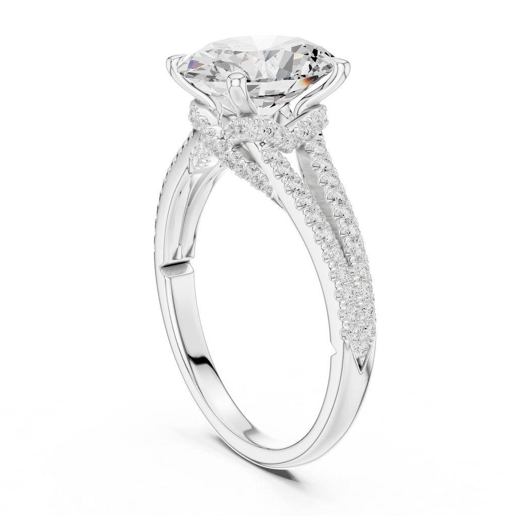 2.91 CT Oval Cut Diamond Twisted Split Shank Engagement Ring