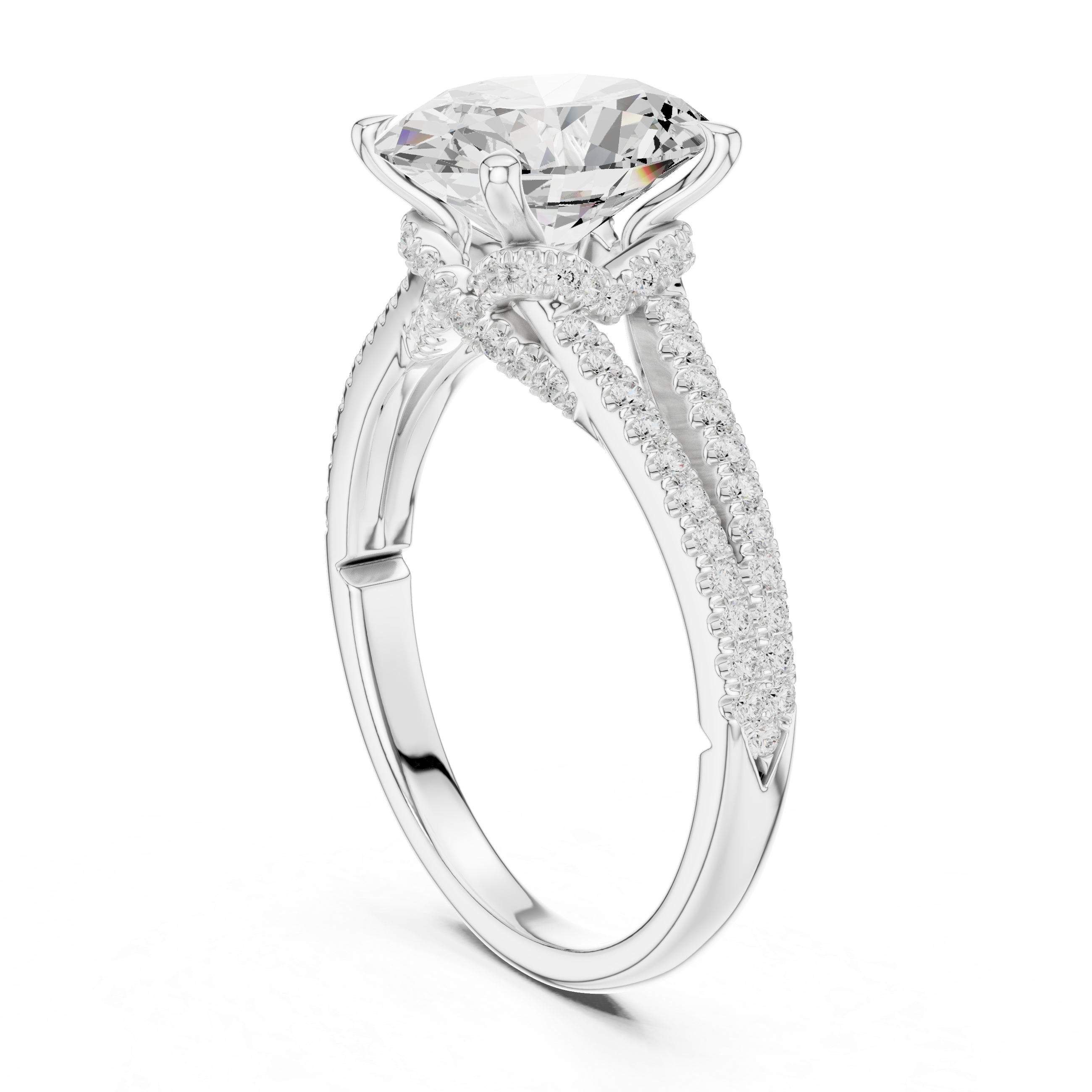 2.91 CT Oval Cut Diamond Twisted Split Shank Engagement Ring