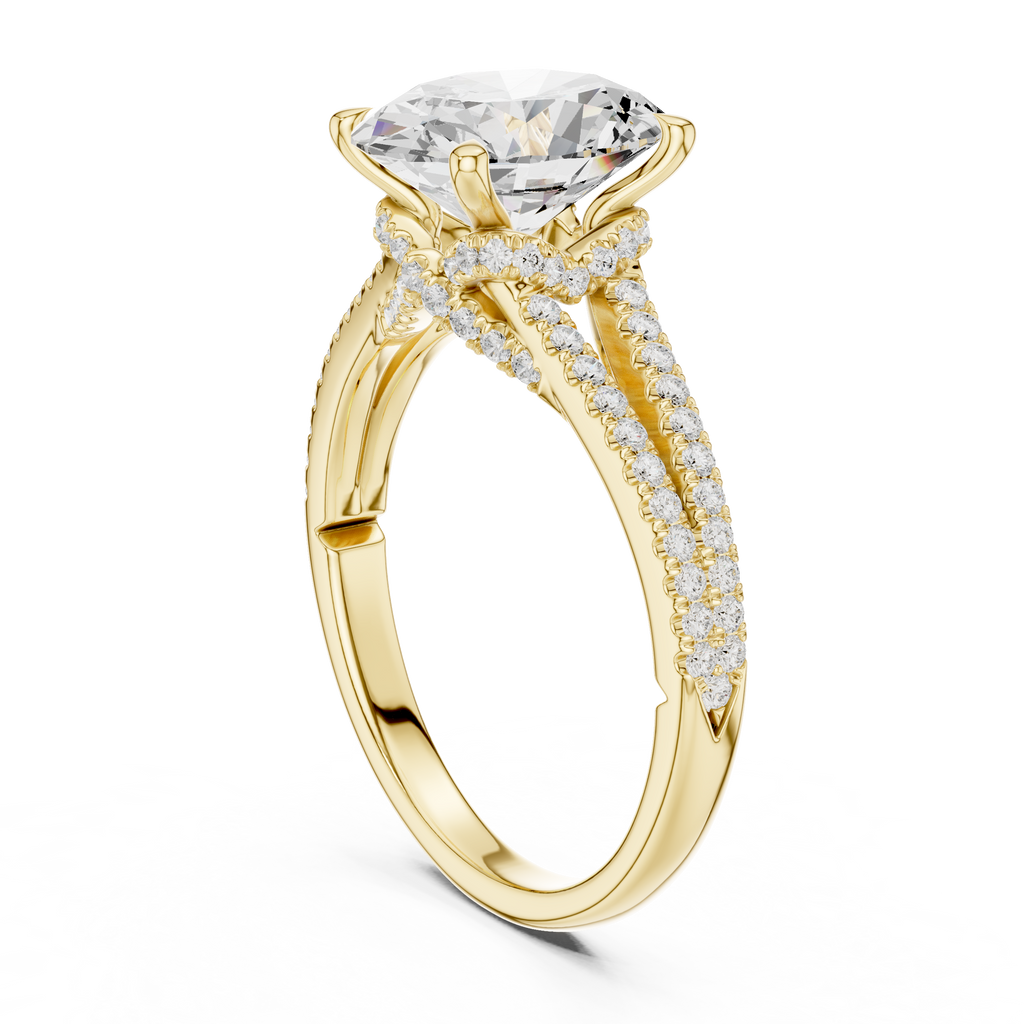 Oval Cut Diamond Split Shank Pavé Engagement Ring
