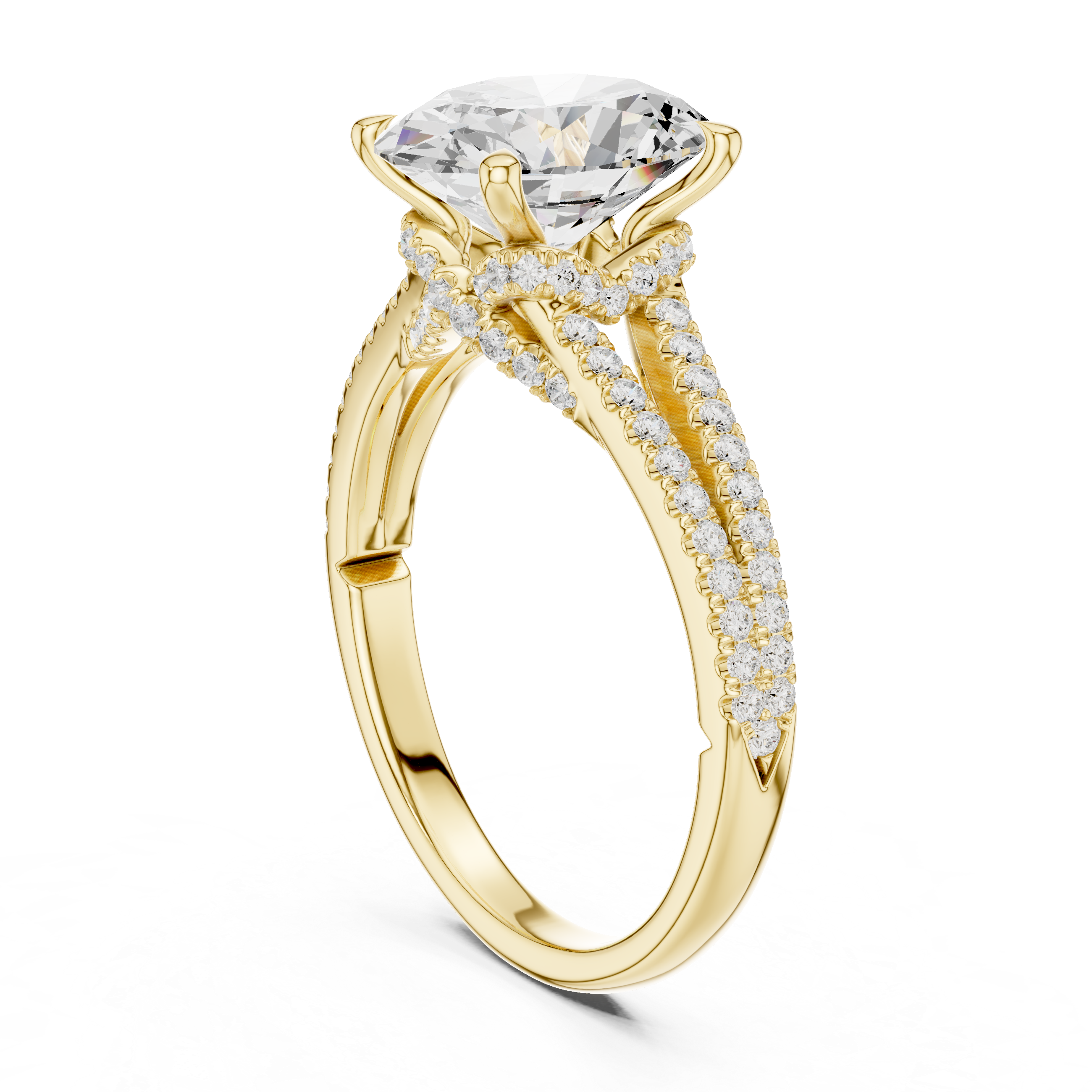 2.91 CT Oval Cut Diamond Twisted Split Shank Engagement Ring