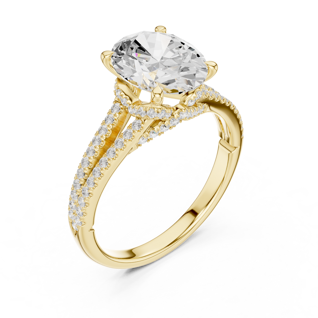 2.91 CT Oval Cut Diamond Twisted Split Shank Engagement Ring