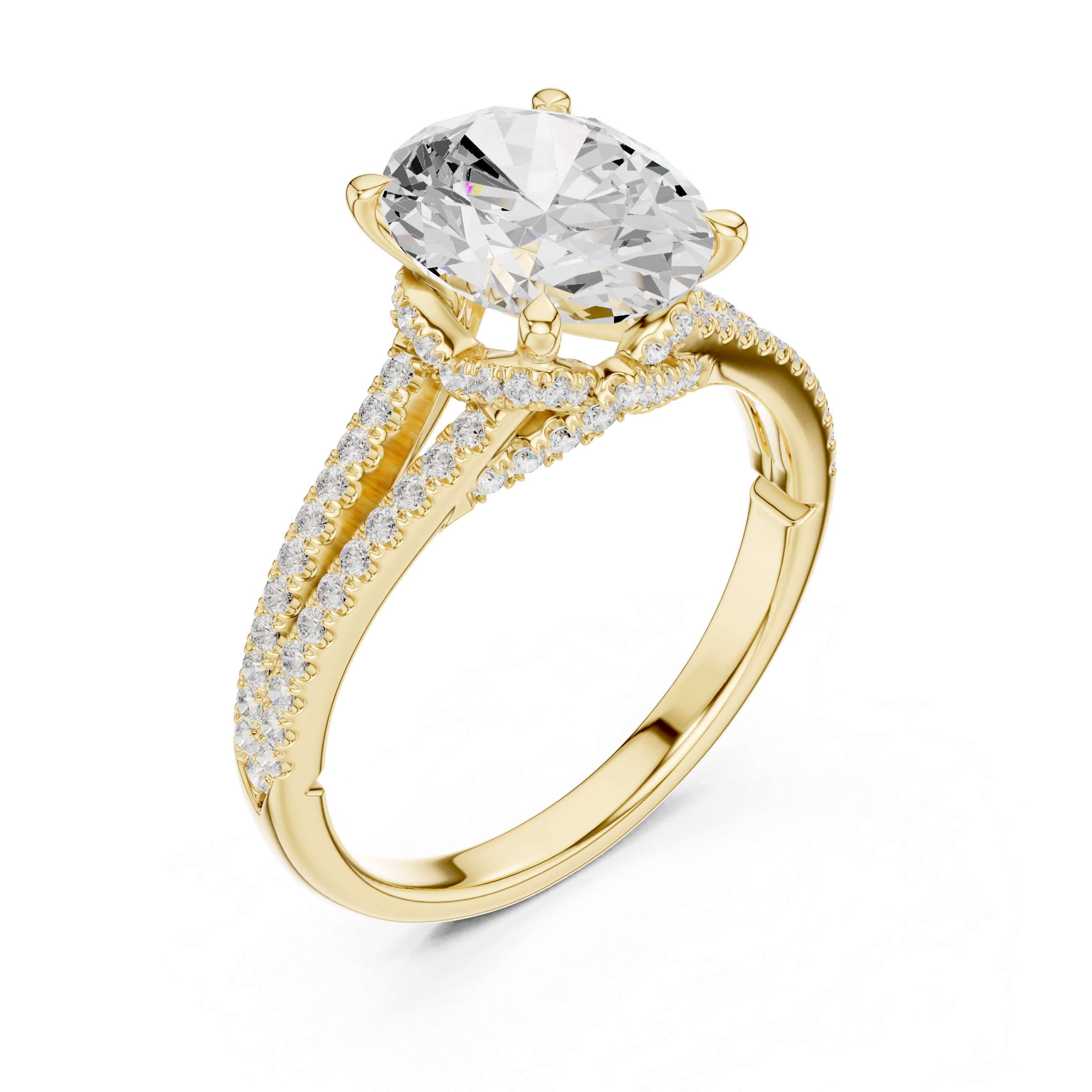 2.91 CT Oval Cut Diamond Twisted Split Shank Engagement Ring