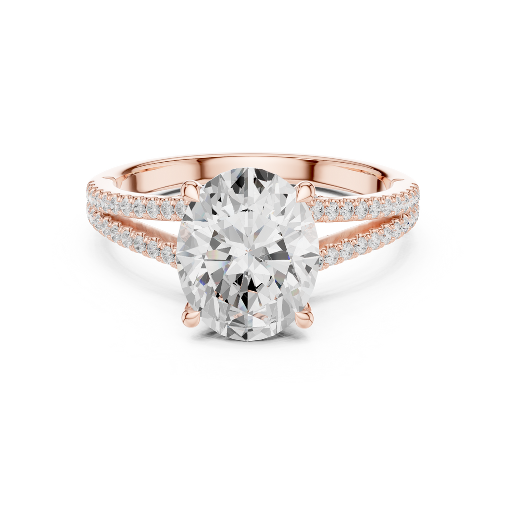 Oval Cut Diamond Split Shank Pavé Engagement Ring