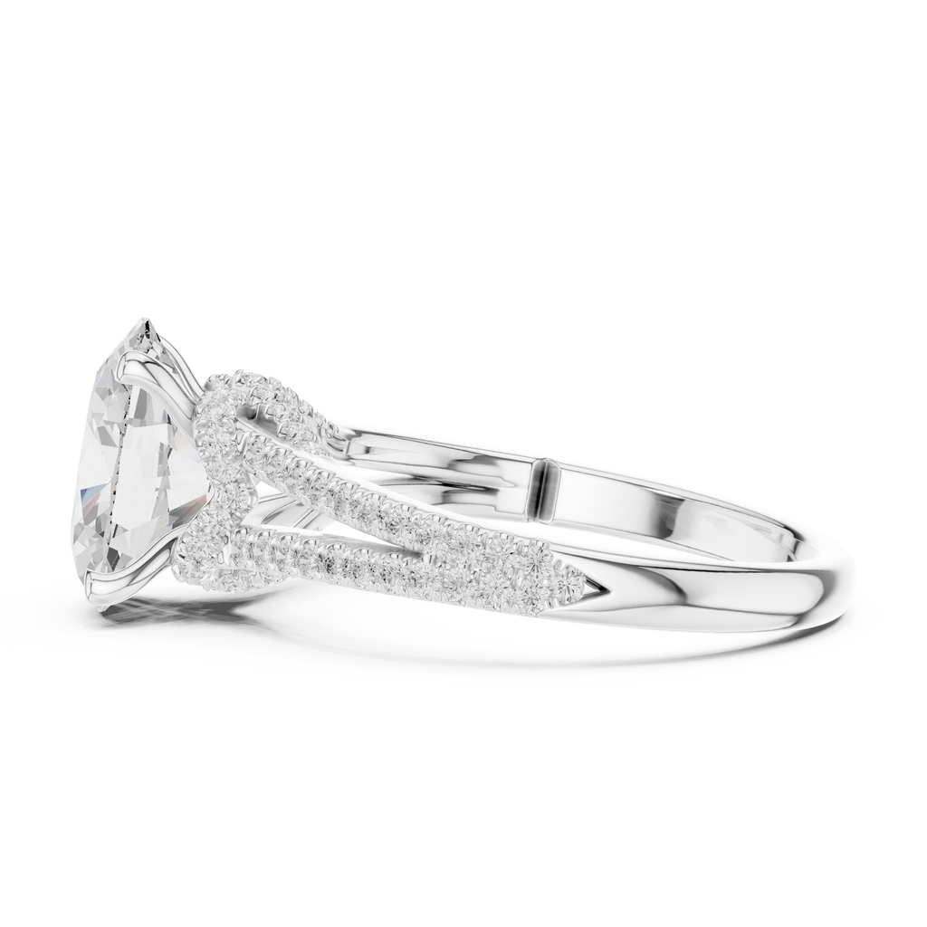 Oval Cut Diamond Split Shank Pavé Engagement Ring