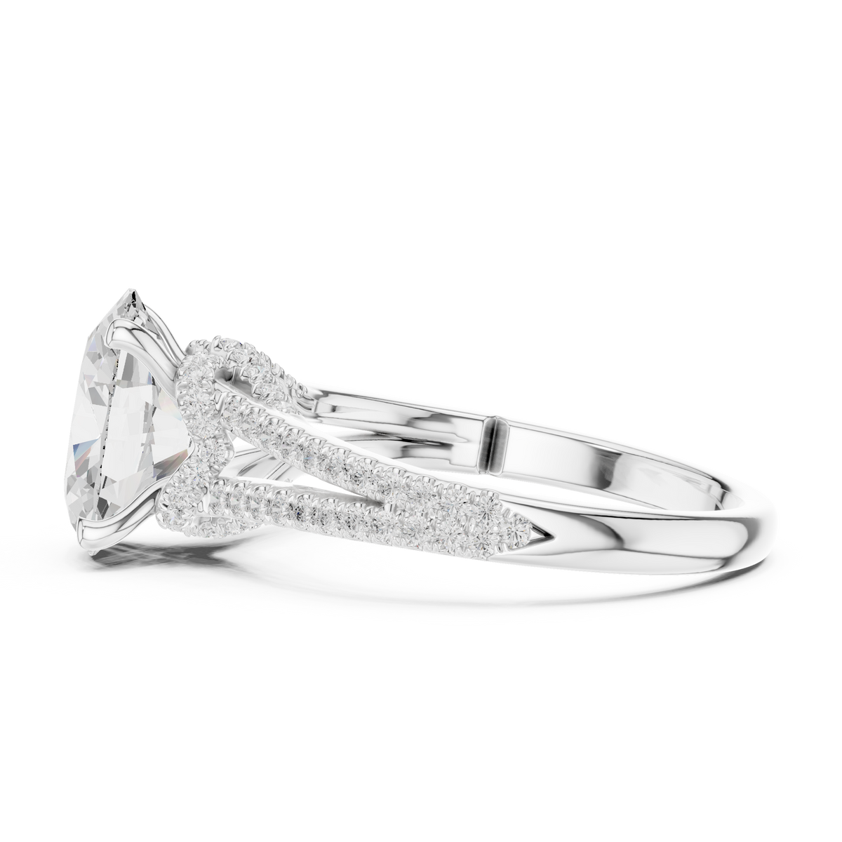 Oval Cut Diamond Twisted Split Shank Engagement Ring – view 4 of 12, lab grown diamond ring | Jewelix Atelier