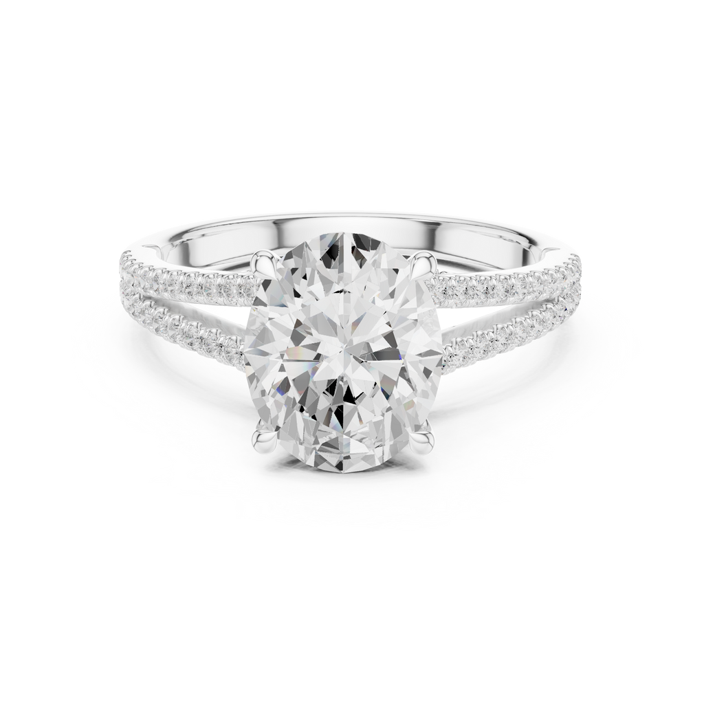 Oval Cut Diamond Split Shank Pavé Engagement Ring