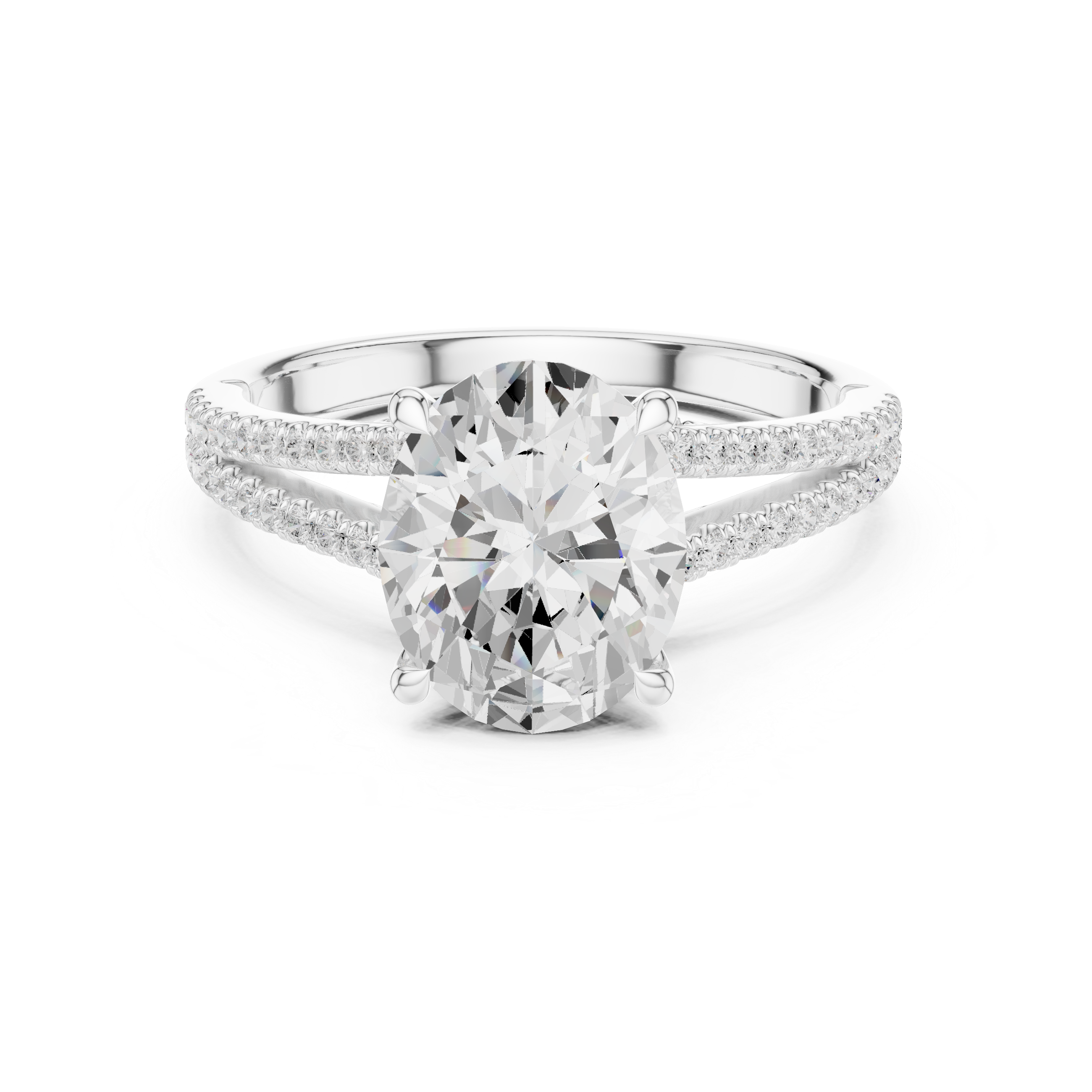 2.91 CT Oval Cut Diamond Twisted Split Shank Engagement Ring