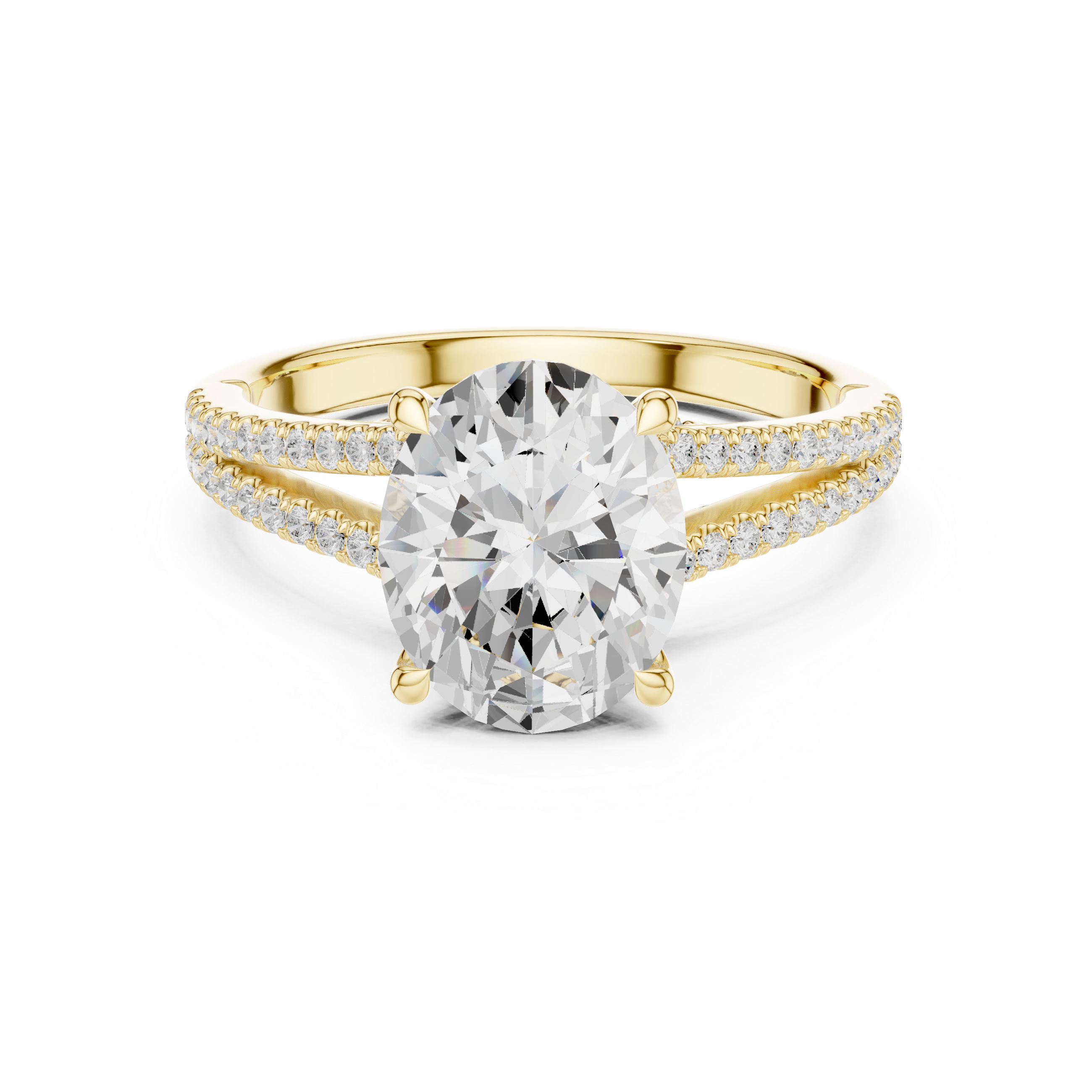 2.91 CT Oval Cut Diamond Twisted Split Shank Engagement Ring