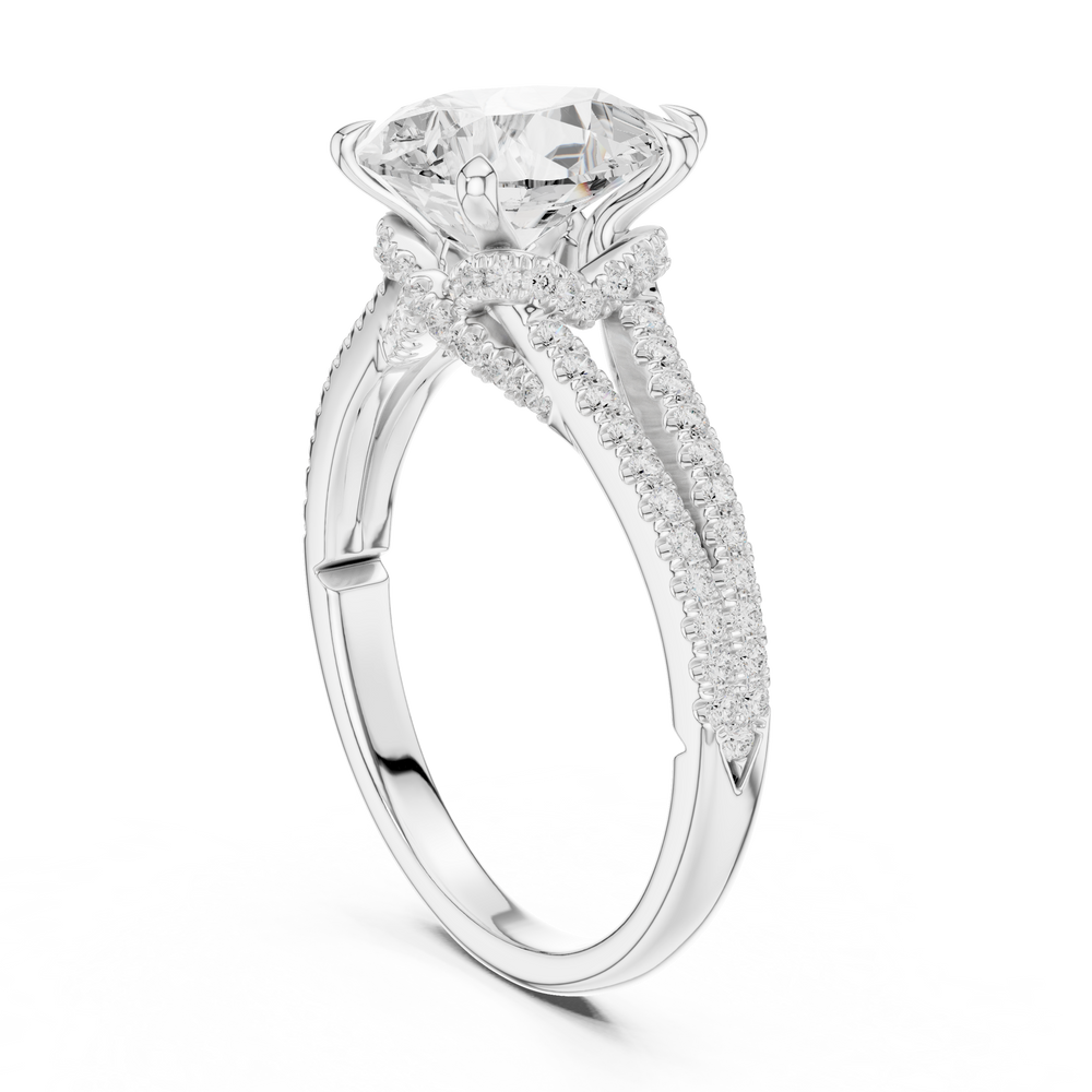Pear Cut Diamond Split Shank Pavé Engagement Ring