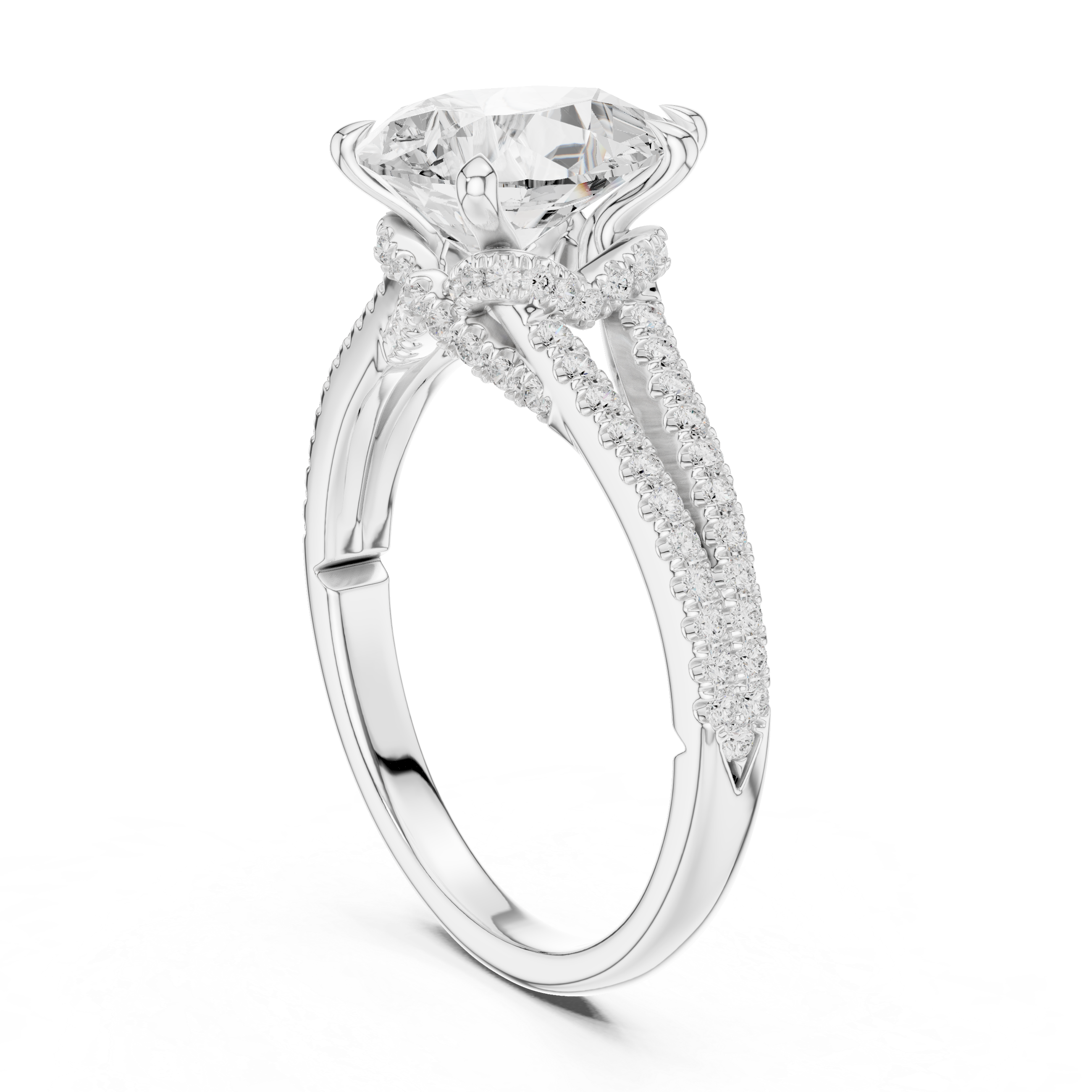 2.91 CT Pear Cut Diamond Twisted Split Shank Engagement Ring