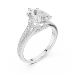 Pear Cut Diamond Split Shank Pavé Engagement Ring