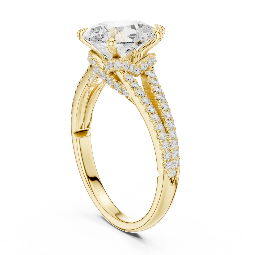 Pear Cut Diamond Split Shank Pavé Engagement Ring