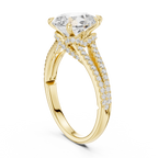 Pear Cut Diamond Split Shank Pavé Engagement Ring
