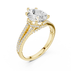 Pear Cut Diamond Split Shank Pavé Engagement Ring