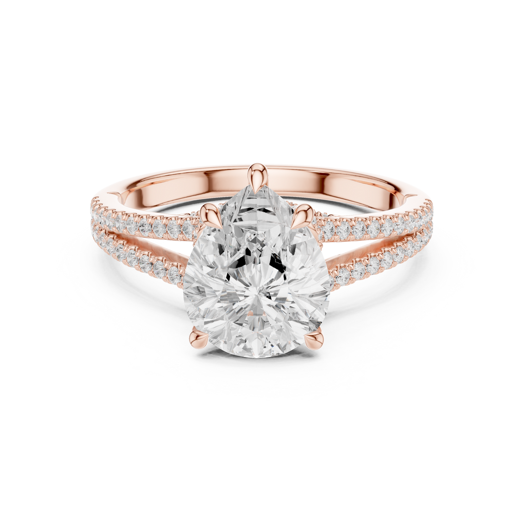 2.91 CT Pear Cut Diamond Twisted Split Shank Engagement Ring