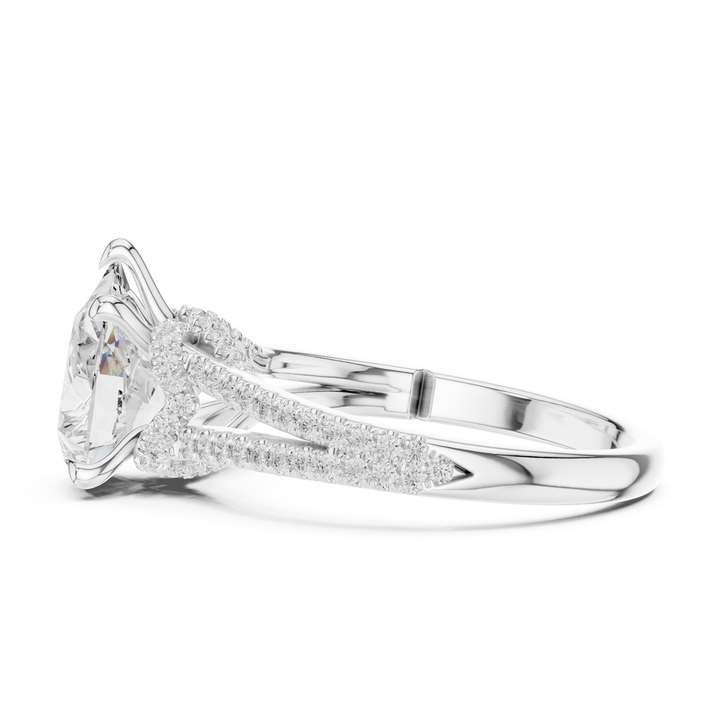 2.91 CT Pear Cut Diamond Twisted Split Shank Engagement Ring