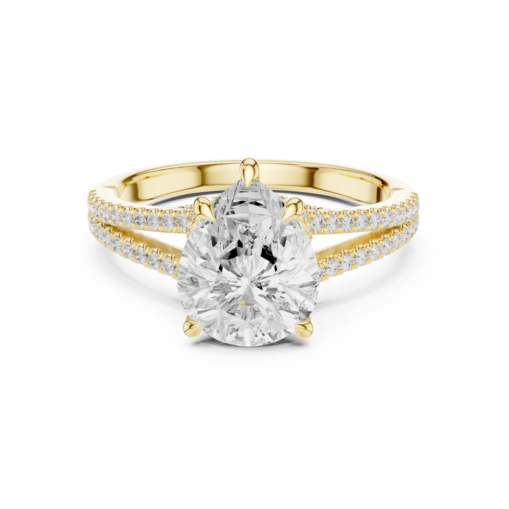 2.91 CT Pear Cut Diamond Twisted Split Shank Engagement Ring