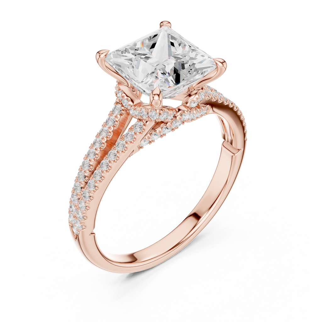 Princess Cut Diamond Split Shank Engagement Ring
