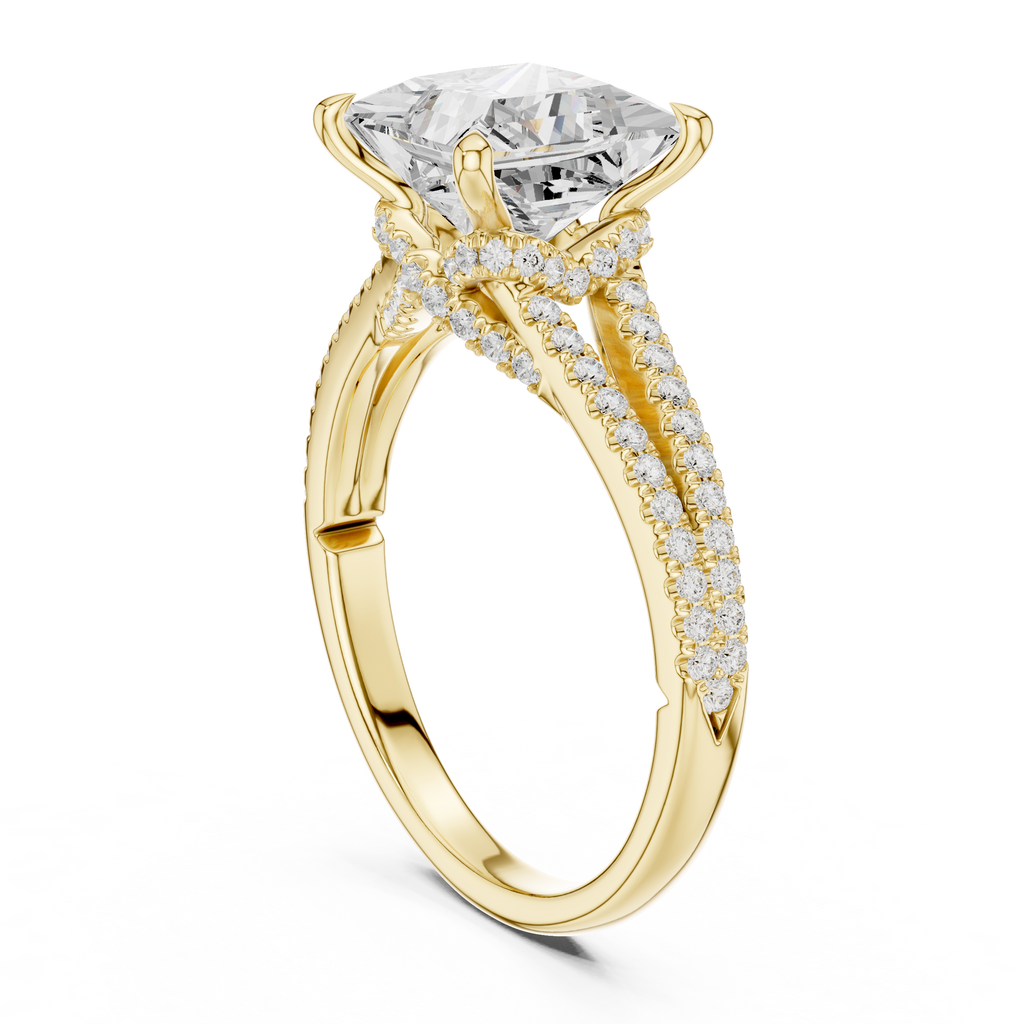 Princess Cut Diamond Split Shank Engagement Ring