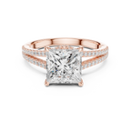 2.91 CT Princess Cut Diamond Twisted Split Shank Engagement Ring