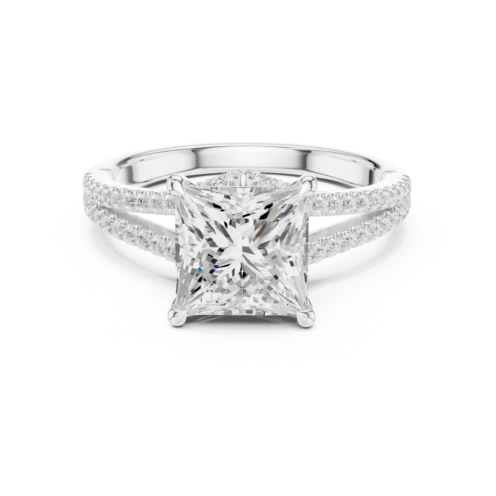 2.91 CT Princess Cut Diamond Twisted Split Shank Engagement Ring