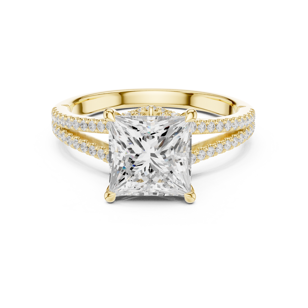 2.91 CT Princess Cut Diamond Twisted Split Shank Engagement Ring